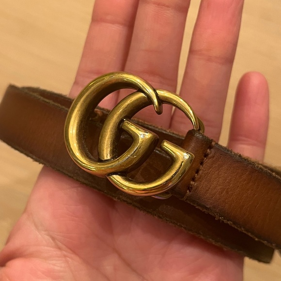 Authentic Gucci GG MARMONT THIN BELT with gold buckle - sz 80 (4) - Picture 3 of 4